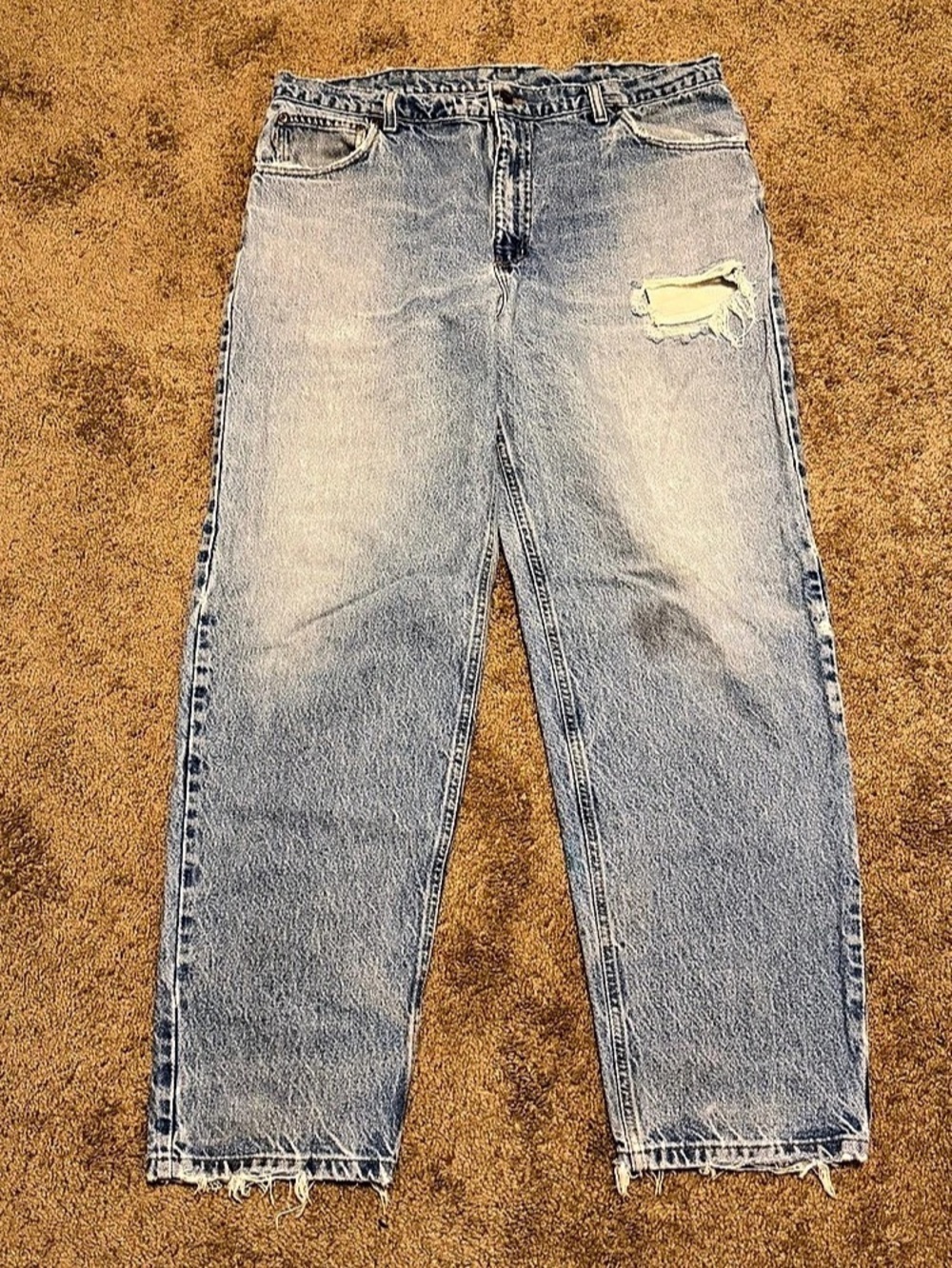 Vintage Carhartt Jeans Mens 36x30 Blue Distressed Denim Relaxed Fit Straight Leg